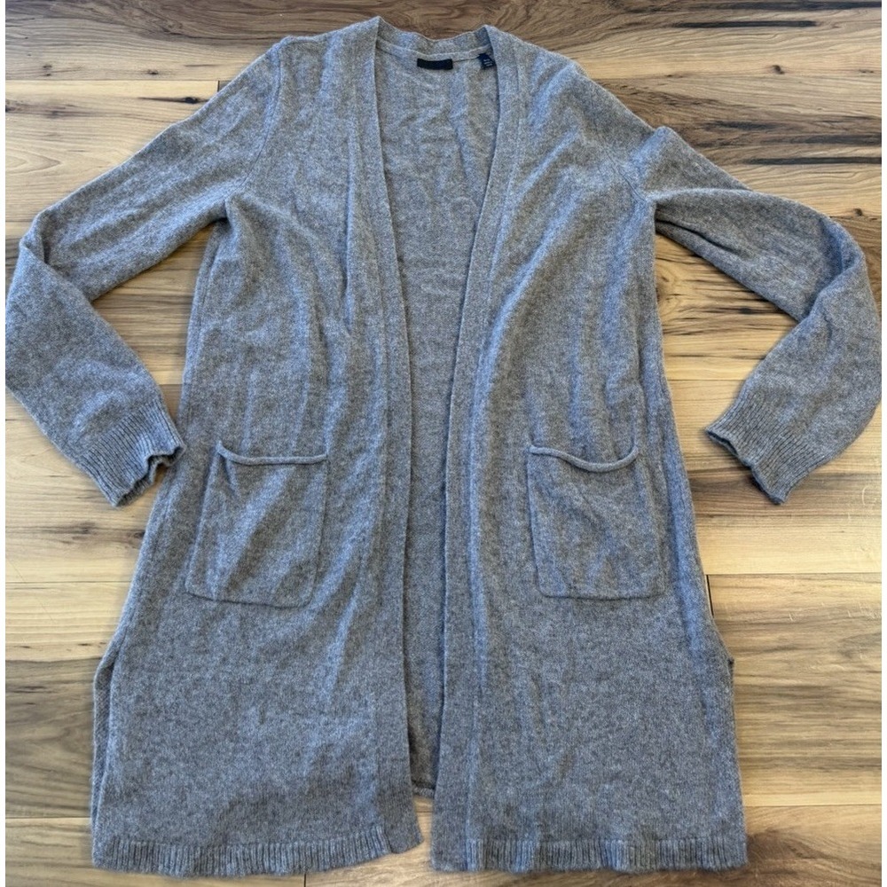 ATM Anthony Thomas Melillo 100% Cashmere Long Cardigan Gray M Open Front